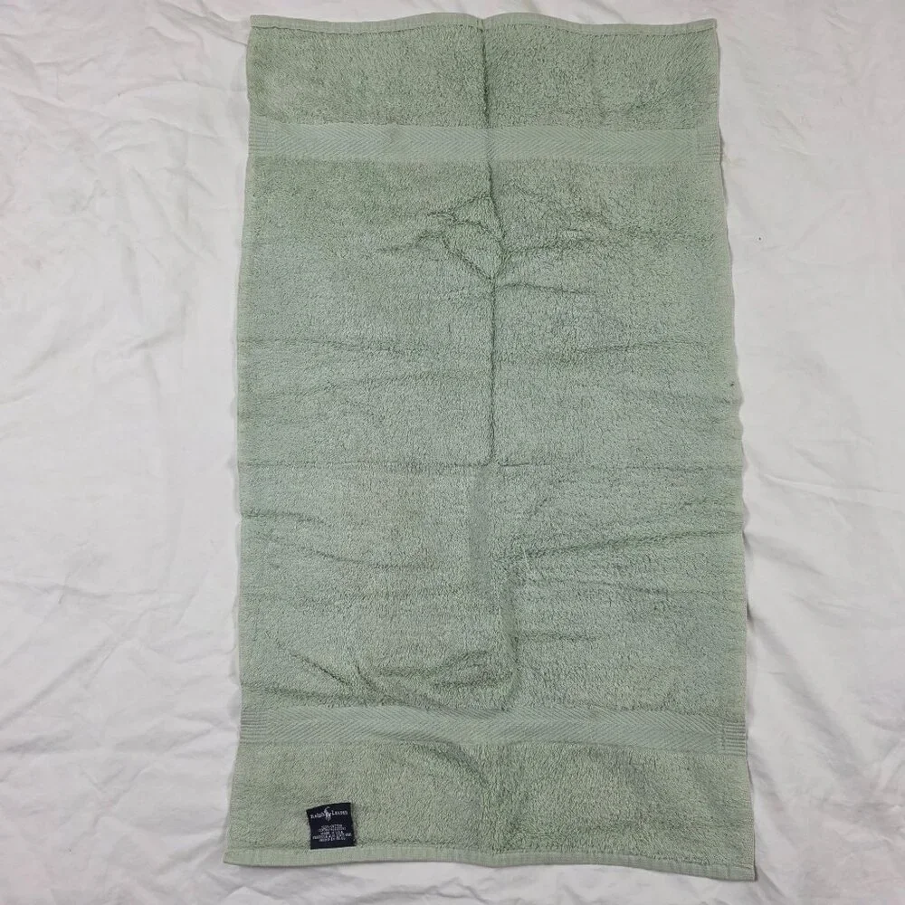 Vintage Ralph Lauren Green 100% Cotton Towel Plush Soft Absorbent Made In USA